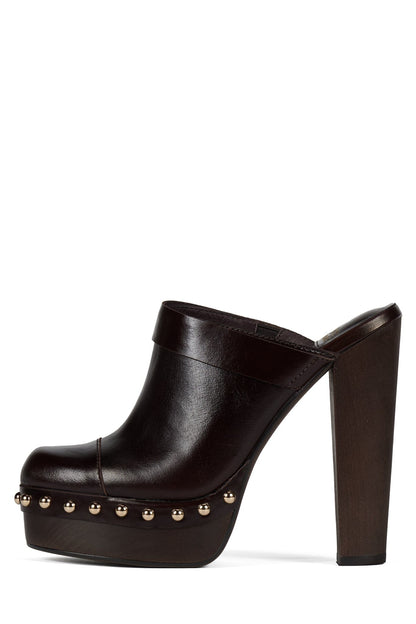CONFIDENT Platform Mule with Stud Detail - Coffee Gold |Jeffrey Campbell