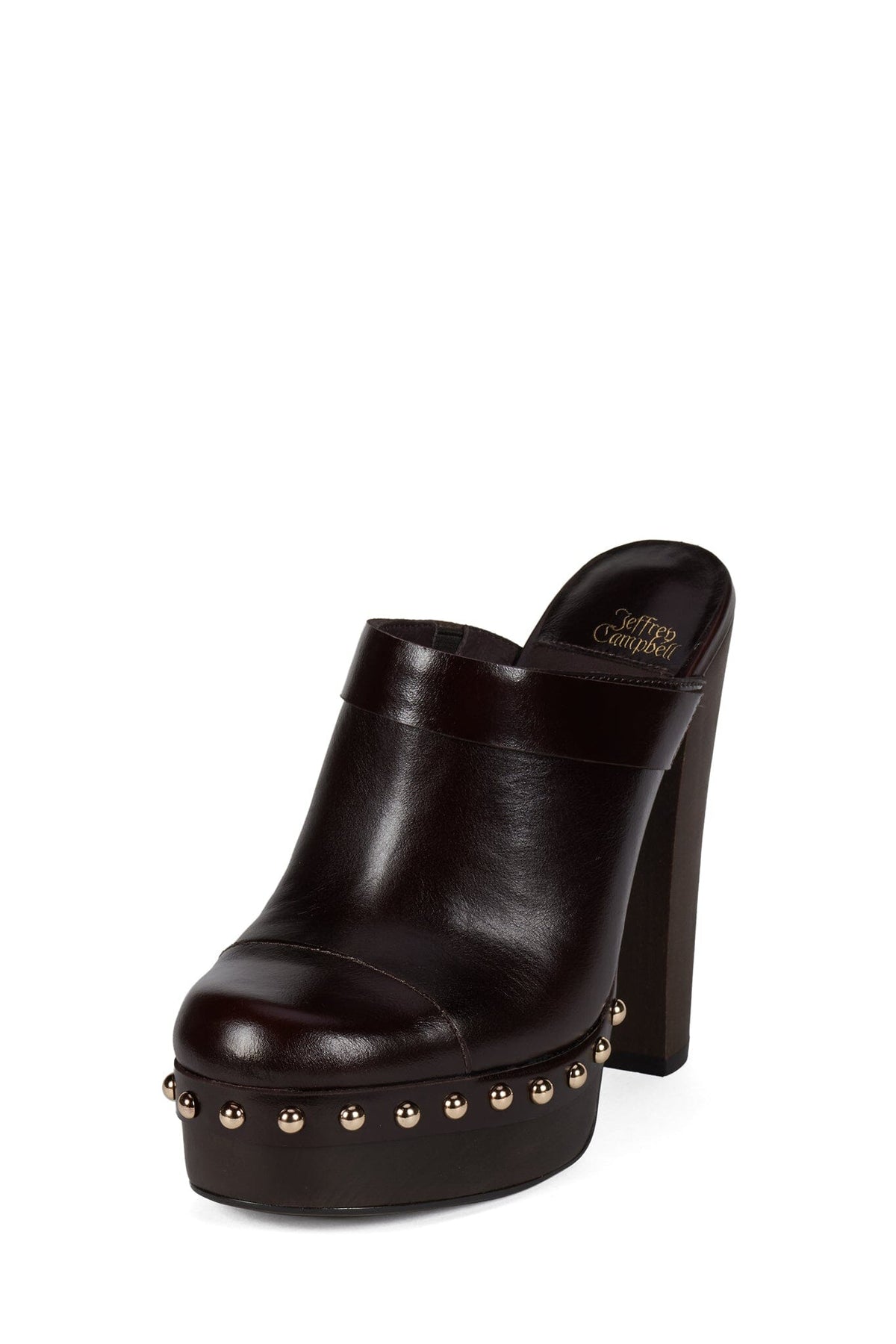 CONFIDENT Platform Mule with Stud Detail - Coffee Gold |Jeffrey Campbell