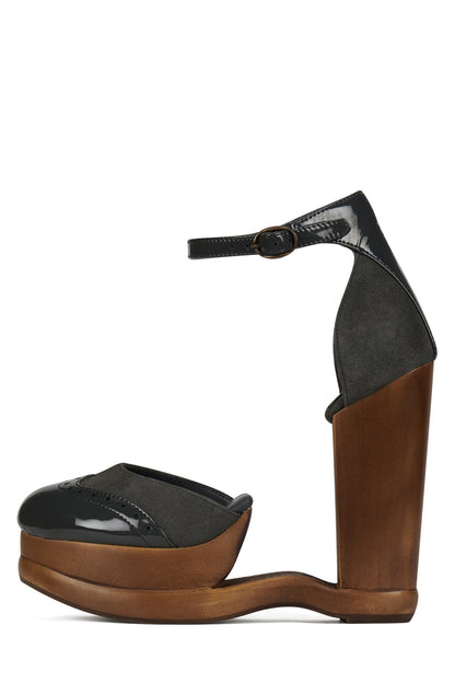 AMERIE Wedge Pump - Grey Suede Combo |Jeffrey Campbell
