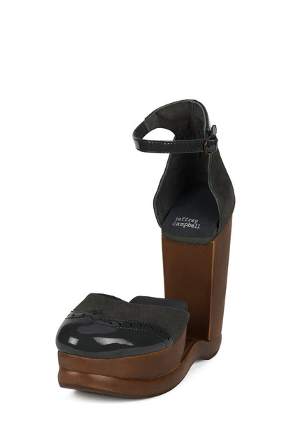 AMERIE Wedge Pump - Grey Suede Combo |Jeffrey Campbell