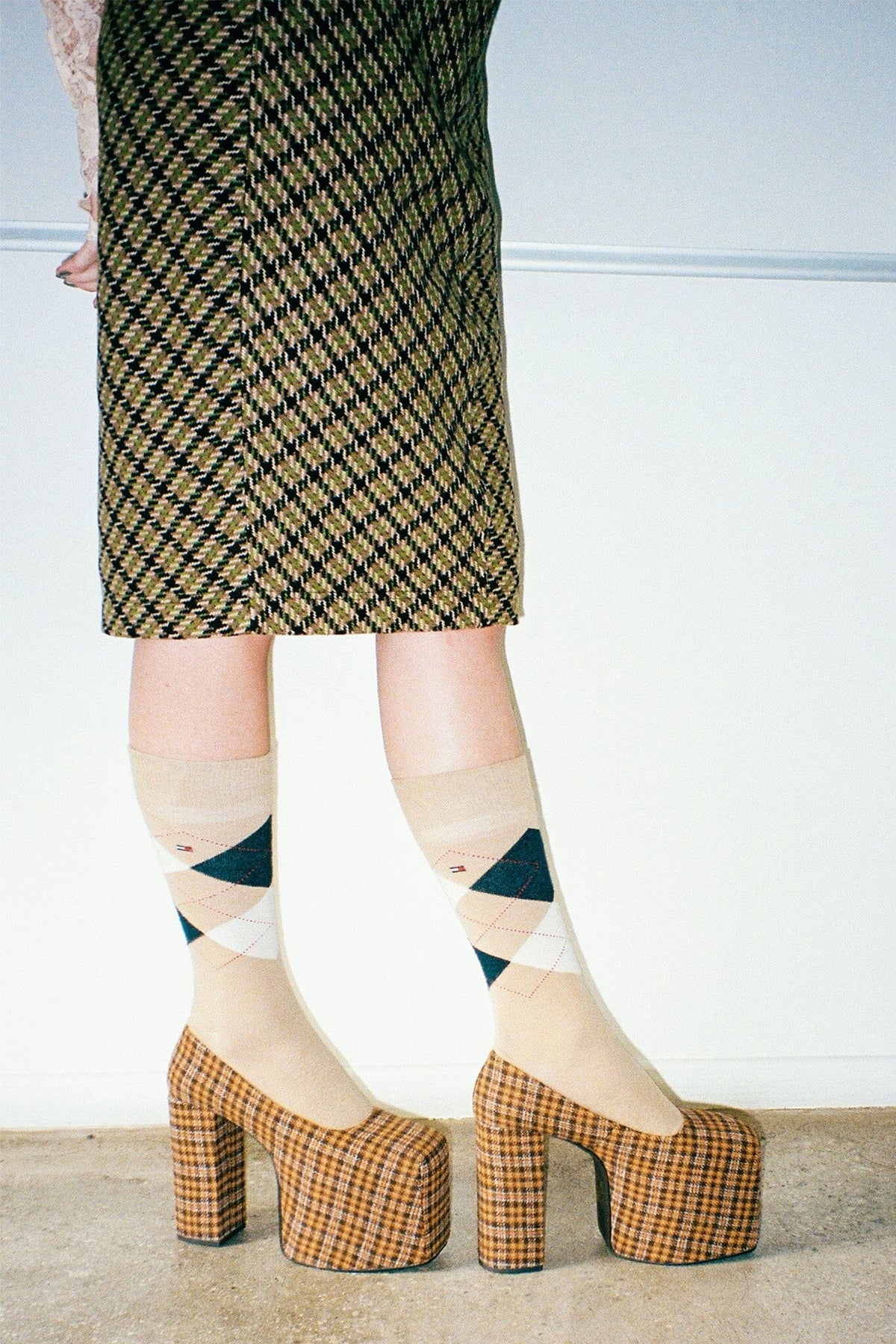 THE-DRAMA Platform Pump - Yellow Plaid Tweed |Jeffrey Campbell