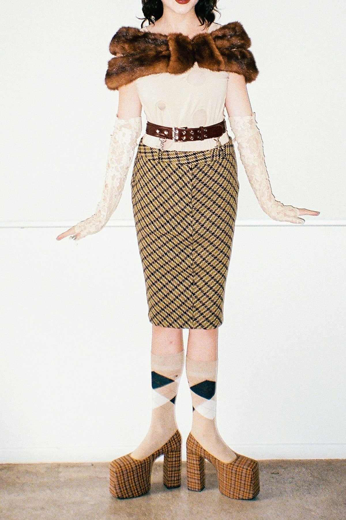 THE-DRAMA Platform Pump - Yellow Plaid Tweed |Jeffrey Campbell
