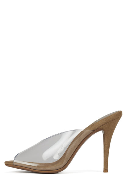 TEXTING-V - Beige Suede Clear |Jeffrey Campbell