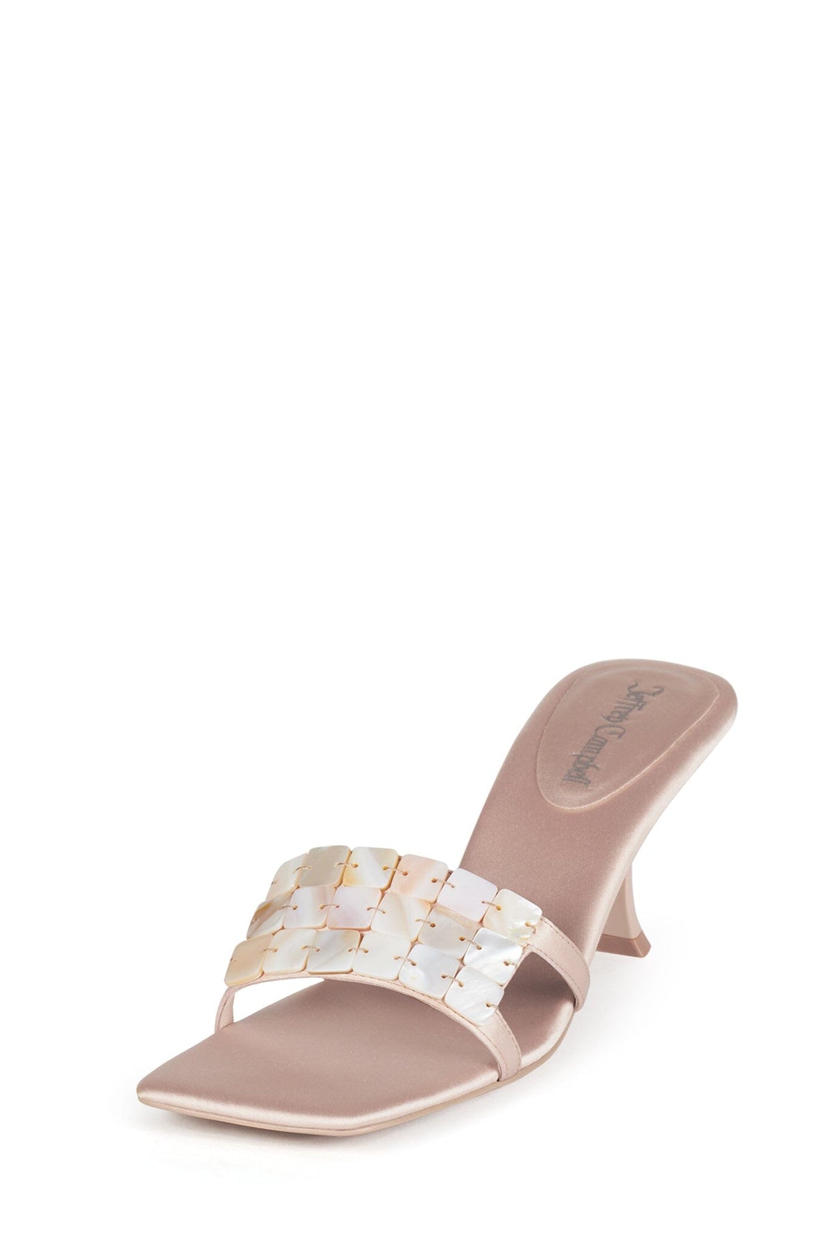 ABALONE-SH Heeled Sandal - Champagne Satin Combo |Jeffrey Campbell
