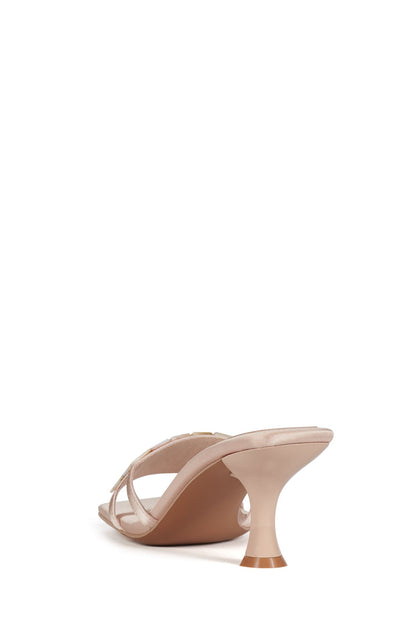 ABALONE-SH Heeled Sandal - Champagne Satin Combo |Jeffrey Campbell