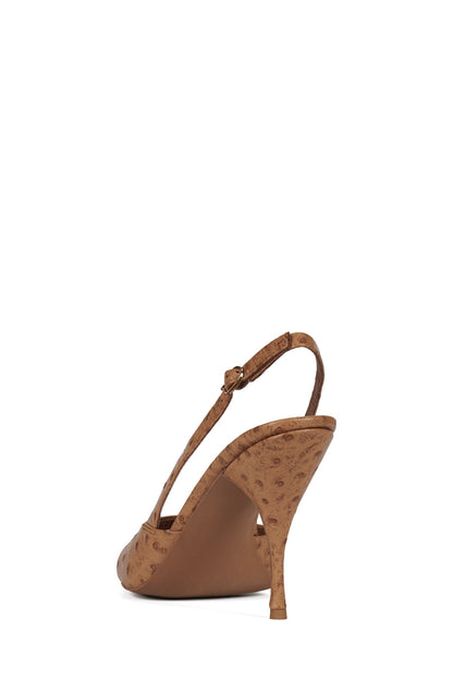 TRIOMPHE Heeled Slingback Sandal - Tan Ostrich |Jeffrey Campbell
