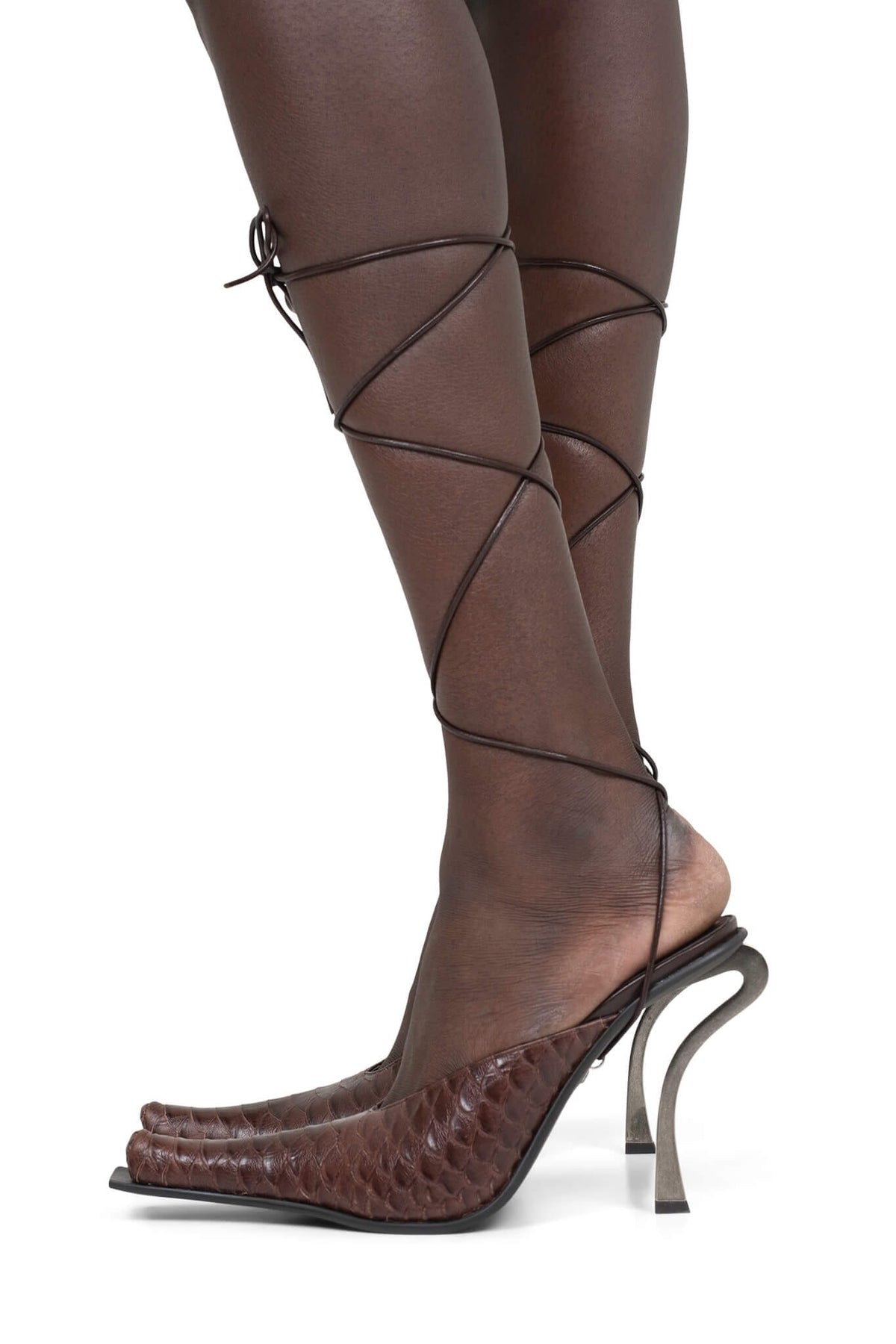 PARALLAX Heeled Mule - Brown Snake |Jeffrey Campbell