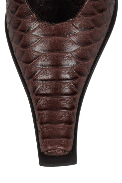 PARALLAX Heeled Mule - Brown Snake |Jeffrey Campbell