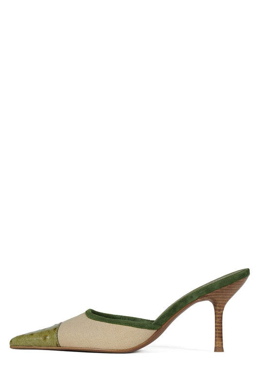 PARSE - Beige Canvas Green Ostrich |Jeffrey Campbell