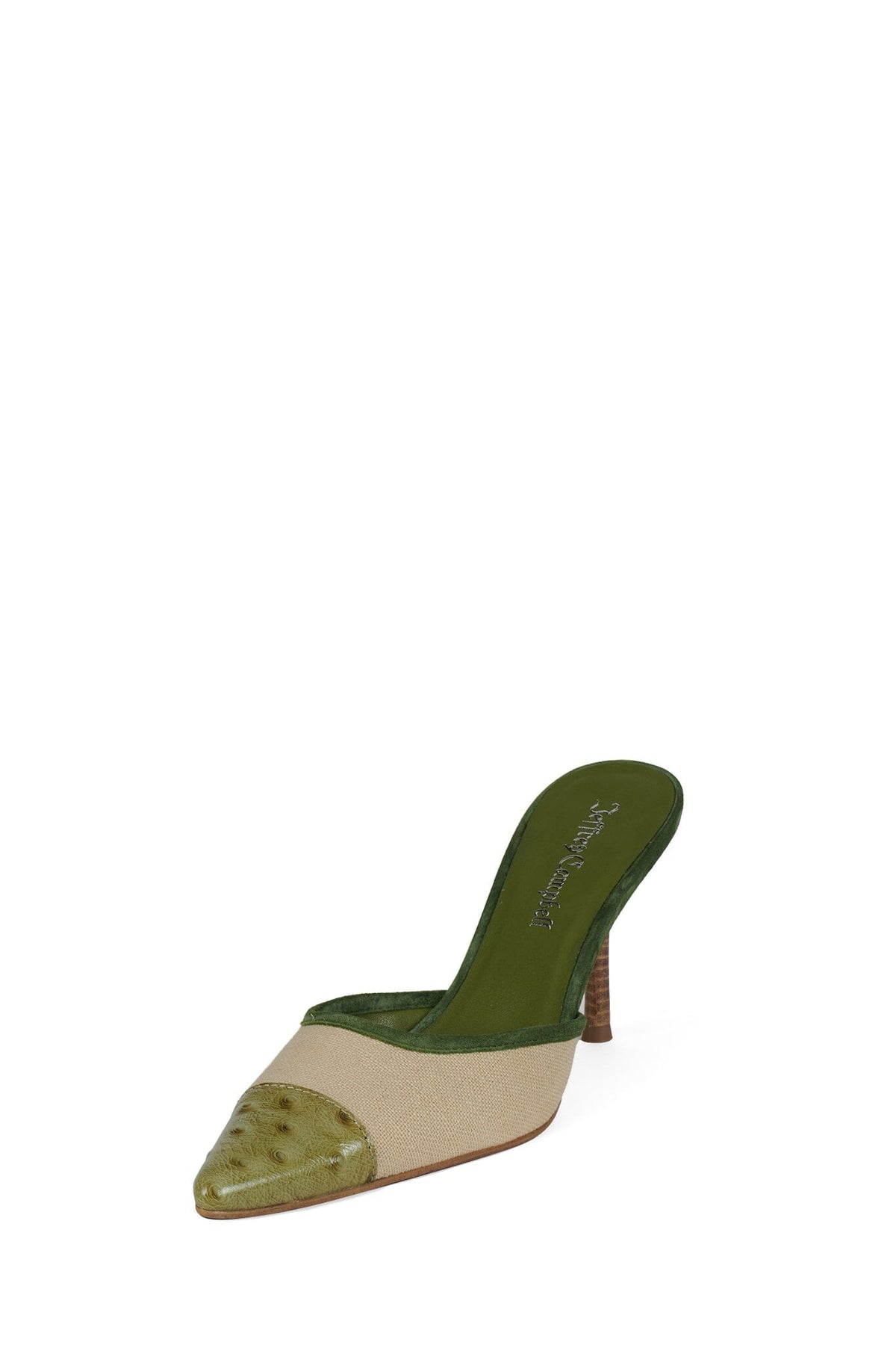 PARSE - Beige Canvas Green Ostrich |Jeffrey Campbell