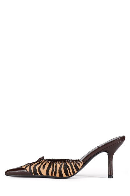 CLARA-B-F Heeled Mule - Brown Zebra Combo |Jeffrey Campbell
