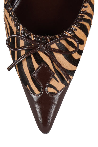 CLARA-B-F Heeled Mule - Brown Zebra Combo |Jeffrey Campbell